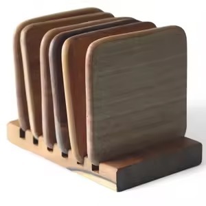 Juego de posavasos de madera hechos a mano, alfombrillas para tazas ecológicas rústicas para mesa de comedor, café, té, hogar, cocina, decoración clásica - Product Image 3