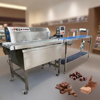 Petite ligne verticale de moulage de 2 puces machine d'enrobage de chocolat enduit de fabrication de biscuits de gaufrette de boule d'enrobage et avec le tunnel de refroidissement