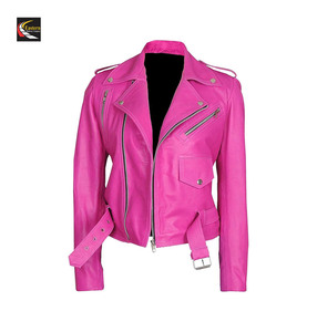 Veste de motard en cuir véritable veste de moto rose en gros pas cher prix production en vrac - Product Image 1