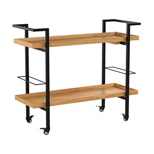 Carrito de servicio de comida de madera y Metal de aspecto Vintage, carrito de bebidas con forma rectangular hecho a mano para restaurante de Hotel - Product Image 5