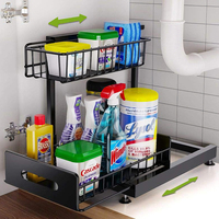 Lot de 2 organisateurs et rangements ajustables sous l'évier pour cuisine et salle de bain, fournis directement par l'usine