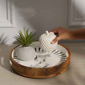 Modern Durable Lightweight MDF Wood <b>Plastic</b> Tray Custom Size for Serving Meals Snacks Hand-Painted Model Stylish Home Use India - Product Image 1