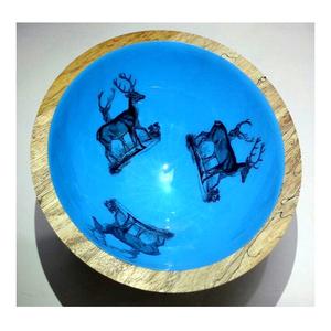 Último diseño, hoja esmaltada y flor impresa, uso para fiesta, precio bajo, restaurante, vajilla, cuenco de madera para servir - Product Image 3