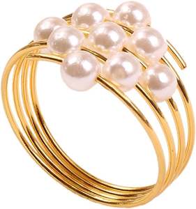 Rond de serviette créatif en strass Fleur en métal et diamant Design Porte-serviettes pour table à manger pour la personnalisation de la fête - Product Image 2