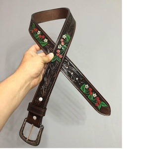 Best Quality Cowboy Western Belt for Men & Women <b>Cherry</b> Blossom Embossed Design with Alloy for Buckle <b>Top</b> Wholesale Manufacturer - Product Image 2