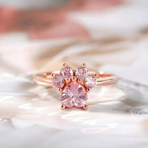 NOVAMART Fine Rose Gold 925 Silver Fashion <b>Cat</b> Paw <b>Ring</b> for Children-Free Size Gift-Ready Wholesale Export - Product Image 1