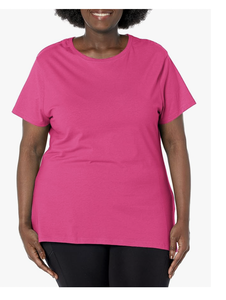 Bangladesh Factory Wholesale New Arrival Custom Logo Women Plus Size Short Sleeve Crew Neck Tee Premium Cotton Tee Tops - Product Image 4