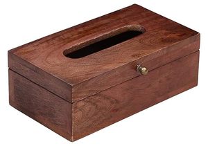 Boîte à mouchoirs en bois design avec raccords d'angle en laiton antique Boîte porte-serviettes en bois naturel pour une utilisation de table à bas prix - Product Image 6