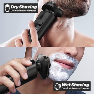 Rasoir électrique facial sans fil rechargeable, rasoir rotatif à sec, charge rapide, IPX7, pour le visage, lavable, pièces de rechange - Product Image 6