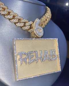 Pendentif en or jaune 14 carats en moissanite véritable 3.30 ct personnalisé 3.30 ct mariage classique breloques pour enfants diamant plaqué hindou - Product Image 2