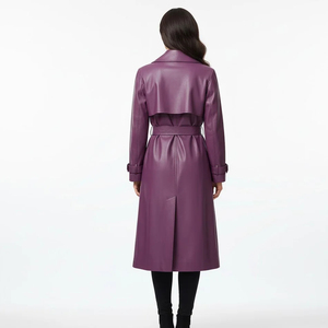 Abrigo Largo de Mujer, a la Moda, de Cuero de Oveja Genuino, Impermeable, Transpirable, con Capucha, Diseño Sólido, Relleno de Poliéster - Product Image 2