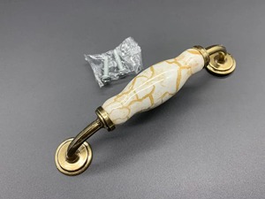 ด้ามจับสีเหลืองมันวาวสีครีมด้ามจับโลหะดีไซน์หรูหราด้ามจับโค้งมีสไตล์สำหรับประตูเฟอร์นิเจอร์และของตกแต่งบ้าน - Product Image 5