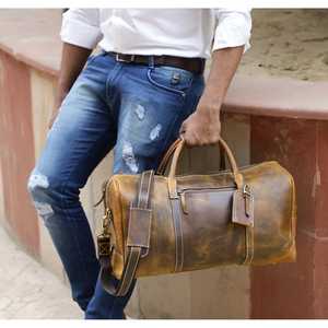 Ganges Grain Brown Leather Weekender <b>Duffel</b> <b>Bag</b> - Product Image 4