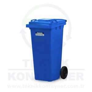 Teknik Konteyner 120 Litres, Bac de Rangement Rectangulaire en Plastique Bleu, à Roulettes, en PEHD, pour Utilisation Extérieure, Bac de Recyclage - Product Image 6