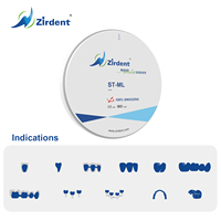Bloc de zircone multicouche ST-ML, système ouvert, disque CAD/CAM, 42 % de translucidité et 1100 MPa pour les couronnes et les bridges dentaires, consommables