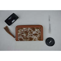 Dompet Mini Wanita Kulit Sapi Asli LAXURA, Tipis, Model Vintage, Fitur RFID, Pola Geometris, Bahan Kanvas