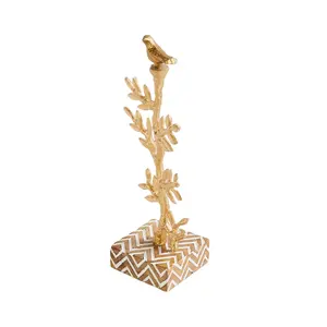 Figurine oiseau sur arbre Sculpture avec base en bois Ajoutez du style et du charme à votre espace domestique ou à tout type de décorations intérieures