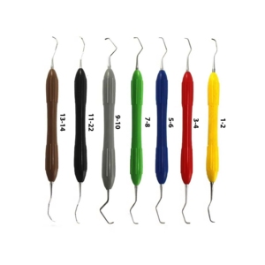 Juego OMI de 7 instrumentos quirúrgicos dentales recubiertos de silicona multicolor Gracey curetas hechas de plástico - Product Image 6