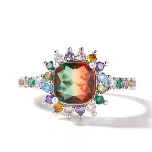Jeulia Blazing Sapphire Cushion Cut Sterling Silver Wedding <b>Ring</b> - Product Image 1