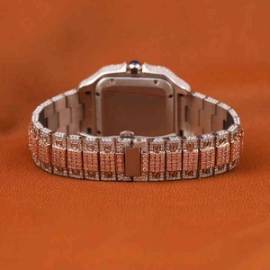 Reloj de pulsera de lujo para hombre, exclusivo, en tono rosa y blanco, con diamantes cultivados en laboratorio, corte brillante, estilo hip hop, ideal para fiestas. - Product Image 5