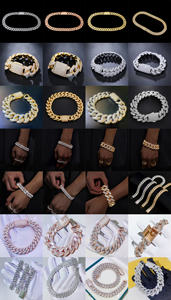 18mm 18 Inches VVS Moissanite Cuban Link Collier <span class=keywords><strong>Bicolore</strong></span> Bling Diamond Curb avec Arc Circulaire Style Hip Hop - Product Image 4