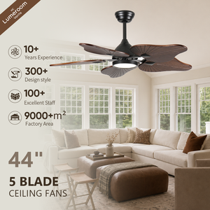 44 Inch 5 Blade <b>Ceiling</b> Fan with <b>Light</b> <b>Remote</b> <b>Control</b> Modern Wood <b>Ceiling</b> Fan for Bedroom Dining Room - Product Image 1