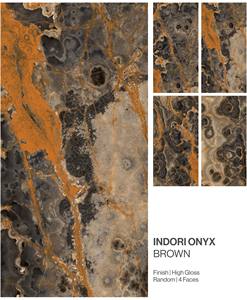 Azulejos de Porcelana Esmaltada con Acabado Brillante de Alto Brillo, Color Marrón Ónix, 600x1200, para Interiores - Product Image 2