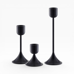 Classic <b>Black</b> Metal Single Candle <b>Holder</b> With Wide Base For Traditional And Modern Interior Decor - Product Image 6