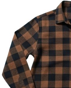 Camisa de Franela a Cuadros para Hombre, Manga Larga, Cierre de Botones, Informal, Cálida para Invierno, con Bolsillo en el Pecho, Color Marrón y Negro, Venta al Por Mayor OEM - Product Image 5