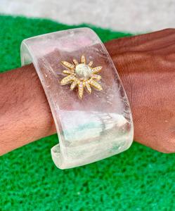 Bracelet manchette en pierres précieuses de quartz en cristal naturel Manchette en pierres précieuses de conception unique pour hommes ou femmes Cadeau spécial pour elle - Product Image 1