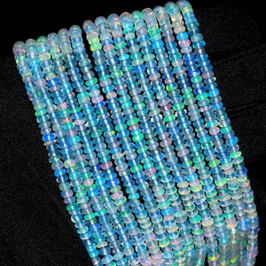 Cuentas de piedras preciosas sueltas Rondelle lisas de ópalo etíope natural para la fabricación de joyas Hilo de ópalo llamativo de 3-5mm a precio al por mayor a granel - Product Image 5