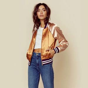 เสื้อแจ็คเก็ตผ้าซาตินถักแบบสบายๆ กันน้ำ สีพื้น โพลีเอสเตอร์เนื้อหนา สไตล์สตรีท สำหรับผู้หญิง ระบายอากาศได้ดี - Product Image 3