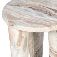 Table de chevet ronde en marbre naturel, moderne, sculpturale, faite à la main, avec base à trois pieds, meubles de luxe pour chambre à coucher, salle à manger, décoration intérieure