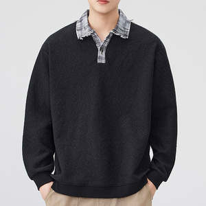 Polo de Hombre de Algodón de Punto Vintage de Alta Calidad con Logotipo Bordado Personalizado, Básico, Manga Larga, Estilo Rugby - Product Image 2