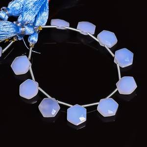 Cuentas de piedras preciosas con forma de hexágono facetado de Calcedonia azul Natural, cuentas de Calcedonia azul sueltas de 10x11mm para la fabricación de joyas, precio a granel - Product Image 4