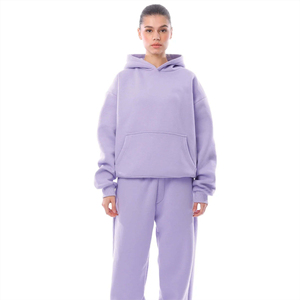 Ensemble de survêtement unisexe décontracté en molleton surdimensionné, 100% coton, uni, personnalisé, pour hommes et femmes, en gros - Product Image 6