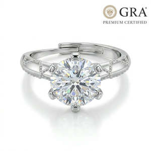 Anillo de Diamante Solitario de Moissanita - 2 Quilates, Amor Real, Plata, Talla Única - Product Image 2