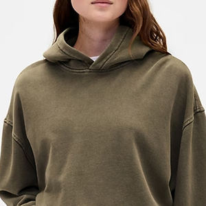 เสื้อฮู้ดดี้ทรงบ็อกซี่ ตัดสั้น ผ้าฝ้าย 100% ล้างสีแบบแอซิด  สำหรับผู้หญิง  รับสกรีนโลโก้  สตรีทแวร์ ผ้าเฟรนช์เทอร์รี่ 500gsm หนานุ่ม - Product Image 2