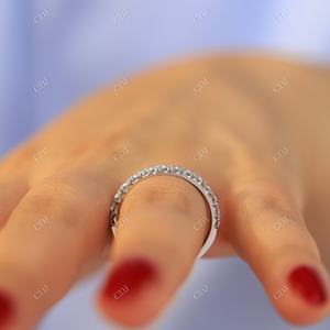 Banda de boda de moissanita de corte redondo DEF de alta calidad, anillos de joyería fina, oro blanco de 10 quilates, banda nupcial a juego de diamantes de media eternidad - Product Image 6