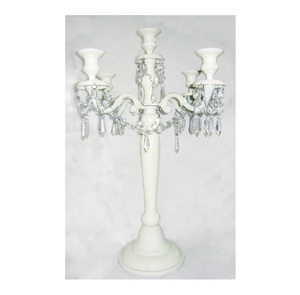 Candelabros de cristal de primera calidad, candelabros glamorosos con recubrimiento en polvo blanco para fiestas, bodas y eventos especiales - Product Image 2