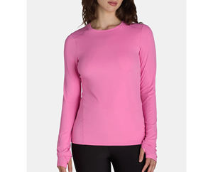 Camiseta versátil y elegante de cuello redondo para mujer, camiseta de manga larga con cuello redondo para rendimiento, Top de compresión para ropa activa - Product Image 4