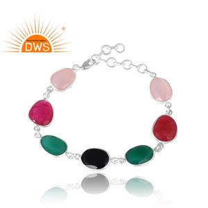 Dernière vente Bracelet en argent sterling 925 avec plusieurs pierres précieuses naturelles Fabricant de bijoux personnalisés - Product Image 1