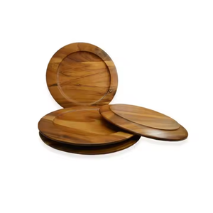 Assiette à salade en bois écologique faite à la main Classic Party par Crescent Crafts - Product Image 2