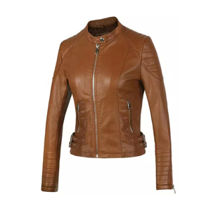 Chaqueta de Cuero para Mujer, Diseño Nuevo, Hecha a Medida, Transpirable, de Piel Vacuna Genuina, con Cierre, Estampado Puff, Color Personalizado - Product Image 6