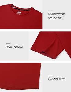 T-shirts de course athlétique à manches courtes en polyester pour hommes, UPF 50 + - Product Image 4