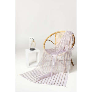 Dupatta Morado Teñido con Lurex para Mujer, Hecho de Organza de Fibra de Poliéster - Product Image 4