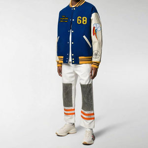 Veste de baseball hip-hop streetwear pour homme, col montant, broderie sur le devant, design 2025 - Product Image 2