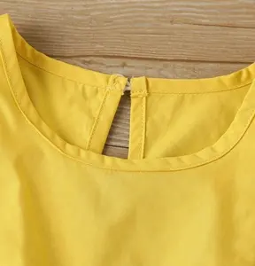 Conjunto de ropa con volantes para niñas pequeñas, Top y falda de algodón tejido en amarillo, venta al por mayor, 2 uds.