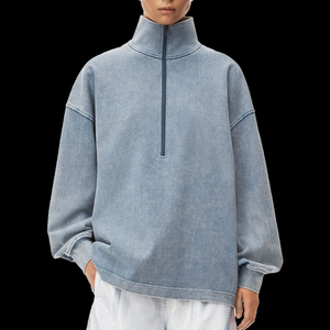 Unisex Vintage lavado 100% algodón pulóver sudaderas invierno estampado gráfico bordado 3D polar sólido moda pulóver - Product Image 1