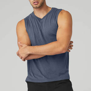 เสื้อกล้ามผู้ชายผ้าถักผสมฝ้ายและไม้ไผ่ ระบายอากาศ แห้งเร็ว สวมใส่สบาย เหมาะสำหรับออกกำลังกาย พิมพ์ลายตามสั่ง - Product Image 2
